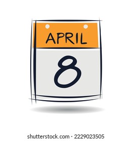 Página de calendario creativo con un solo día (8 de abril), Ilustración vectorial.