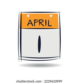 Página de calendario creativo con un solo día (1 de abril), Ilustración vectorial.