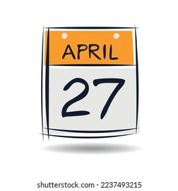 Página de calendario creativo con un solo día (27 de abril), Ilustración vectorial.