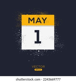 Creative calendar page with single day (1 May), Vector illustration.