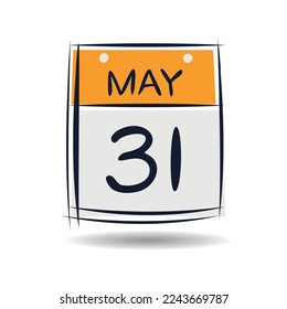 Página de calendario creativo con un solo día (31 de mayo), Ilustración vectorial.