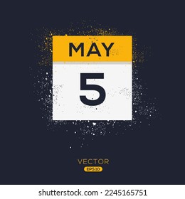 Página de calendario creativo con un solo día (5 de mayo), Ilustración vectorial.