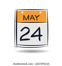 Creative calendar page with single day (24 May), Vector illustration.