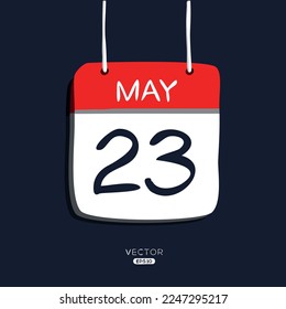Creative calendar page with single day (23 May), Vector illustration.