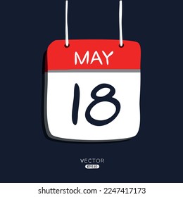 Creative calendar page with single day (18 May), Vector illustration.