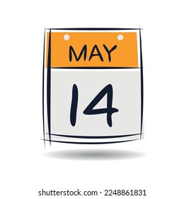 Página de calendario creativo con un solo día (14 de mayo), Ilustración vectorial.