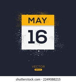 Creative calendar page with single day (16 May), Vector illustration.