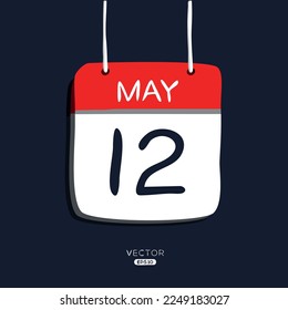 Creative calendar page with single day (12 May), Vector illustration.