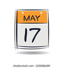 Página de calendario creativo con un solo día (17 de mayo), Ilustración vectorial.