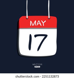 Página de calendario creativo con un solo día (17 de mayo), Ilustración vectorial.