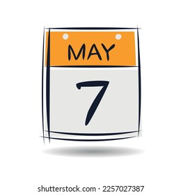 Creative calendar page with single day (7 May), Vector illustration.