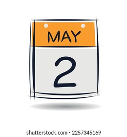 Página de calendario creativo con un solo día (2 de mayo), Ilustración vectorial.