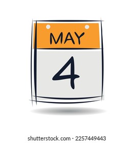 Creative calendar page with single day (4 May), Vector illustration.