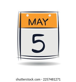 Página de calendario creativo con un solo día (5 de mayo), Ilustración vectorial.