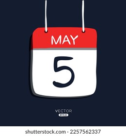 Página de calendario creativo con un solo día (5 de mayo), Ilustración vectorial.