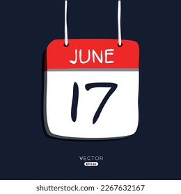 Creative calendar page with single day (17 June), Vector illustration.