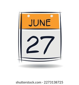 Página de calendario creativo con un solo día (27 de junio), Ilustración vectorial.