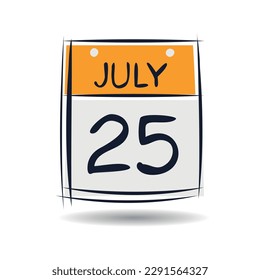 Página de calendario creativo con un solo día (25 de julio), Ilustración vectorial.