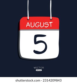 Kreative Kalenderseite mit einem einzigen Tag (5. August), Vektorgrafik.