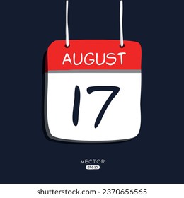 Creative calendar page with single day (17 August), Vector illustration.