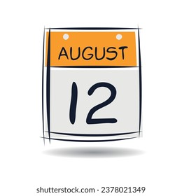 Página de calendario creativo con un solo día (12 de agosto), Ilustración vectorial.