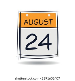 Creative calendar page with single day (24 August), Vector illustration.