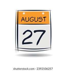 Creative calendar page with single day (27 August), Vector illustration. svg