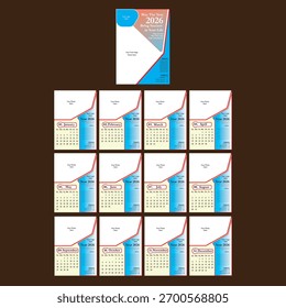 Diseño Creativo Del Calendario 2026 Año Para La Plantilla Del Vector.