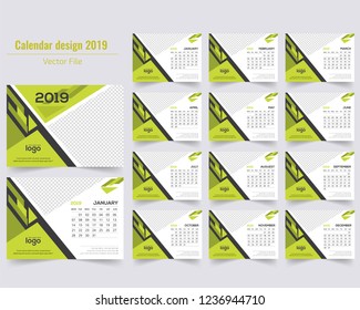 Creative Calender Design. January 2019. Calendar for 2019 Year. Vector Design Print Template with Place for Photo.
