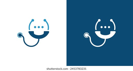 Creative Call Doctor Logo. Call and Stethoscope, Bubble Chat with Minimalist Style. Hospital, Clinic Logo Icon Symbol Vector Design Inspiration.