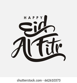 Creative Calligraphy Of Happy Eid Al Fitr, Black Color