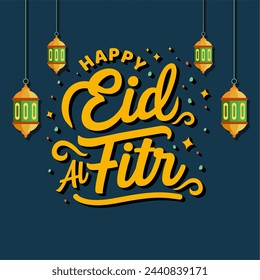Creative Calligraphy Illustration of Happy Eid Al Fitr Vector Eid greetings. Muslim Eid.