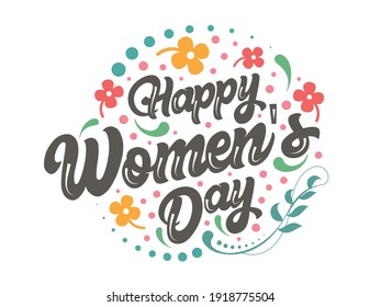 Creative Calligraphy Text for International Women's Day on March 8th, Greeting Card or Poster Design.