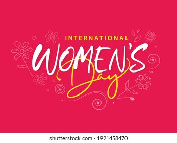 Creative Calligraphy Text for International Women's Day on March 8th, Greeting Card or Poster Design.