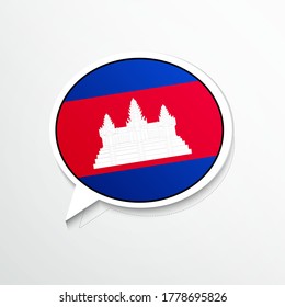 Creative Cambodia country flag on speech bubble. Abstract languages concept flat illustration
