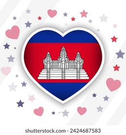 Creative Cambodia Flag Heart Icon