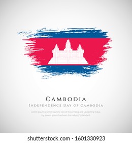 Creative Cambodia independence day with Cambodia brush flag background