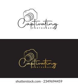 Creative camera photography logo design, signature logo concept  vector template