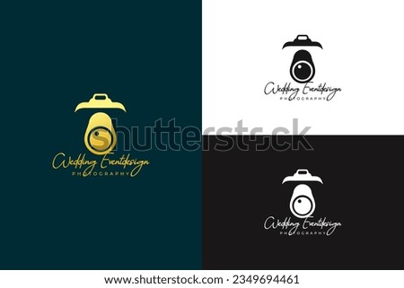 Creative camera photography logo design, signature logo concept  vector template