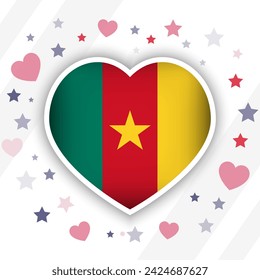 Creative Cameroon Flag Heart Icon