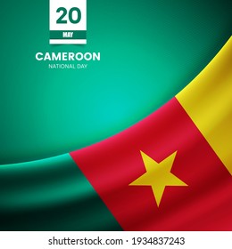 Creative Cameroon flag on fabric texture. Vintage style independence day background