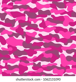 Creative camouflage vector seamless pattern. Military backdrop in lilac and burgundy colors. EPS10. Can be used as print on clothes, wrapping paper, design of banners.