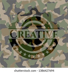 Creative camouflaged emblem. Vector Illustration. Detailed.