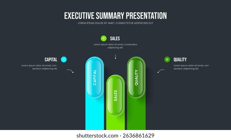 Creative Campaign Presentation Template Vector Illustration. Business Planning 3 Step Diagram Frame Design. Market Plan Three Option Infographic Slideshow Layout.