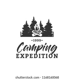 Creative Camping Concept Logo Design Template, Black and White, Badges