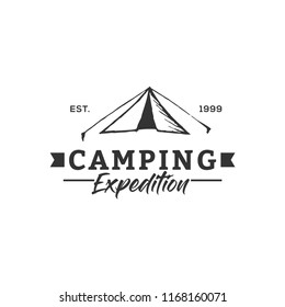 Creative Camping Concept Logo Design Template, Black and White, Badges