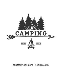 Creative Camping Concept Logo Design Template, Black and White, Badges