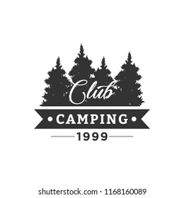 Creative Camping Concept Logo Design Template, Black and White, Badges