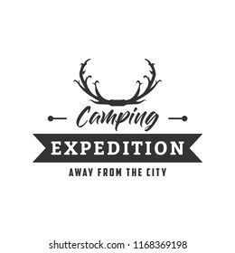 Creative Camping Concept Logo Design Template, Black and White, Badges