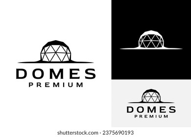 Creative Camping Glamping Dome Campsite Night Landscape Outdoor Recreation Vacation Logo Design Branding Template